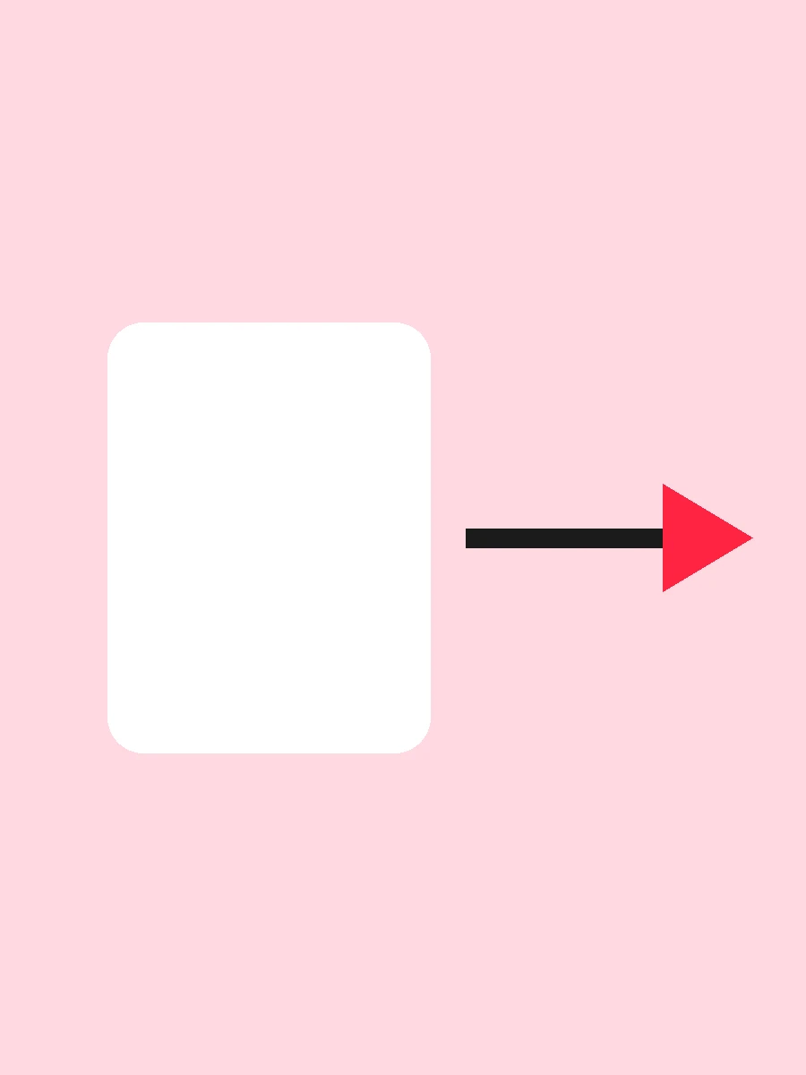 An arrow pointing away from a card